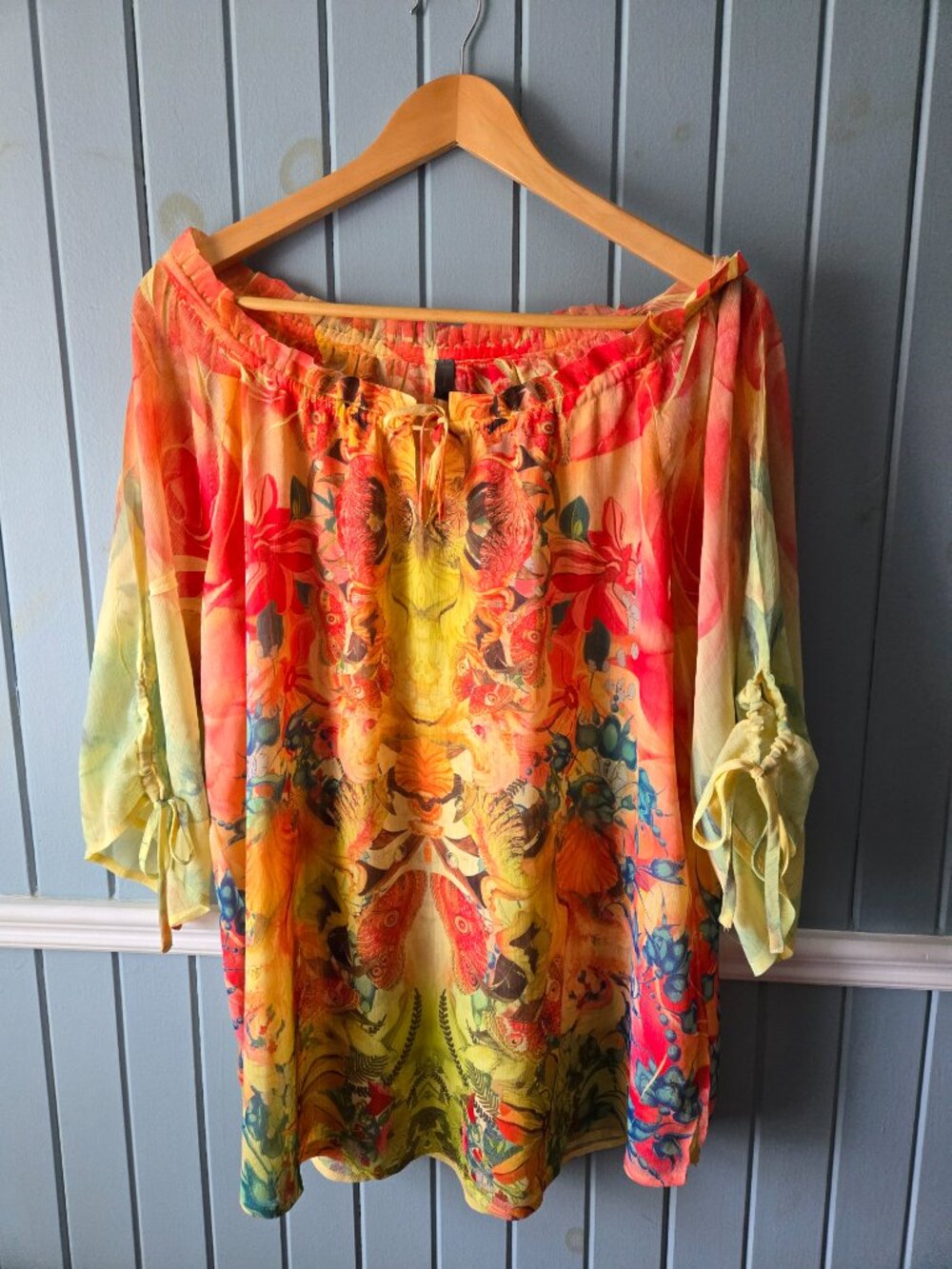 Denver Hayes Colorful Printed Blouse, Size XL